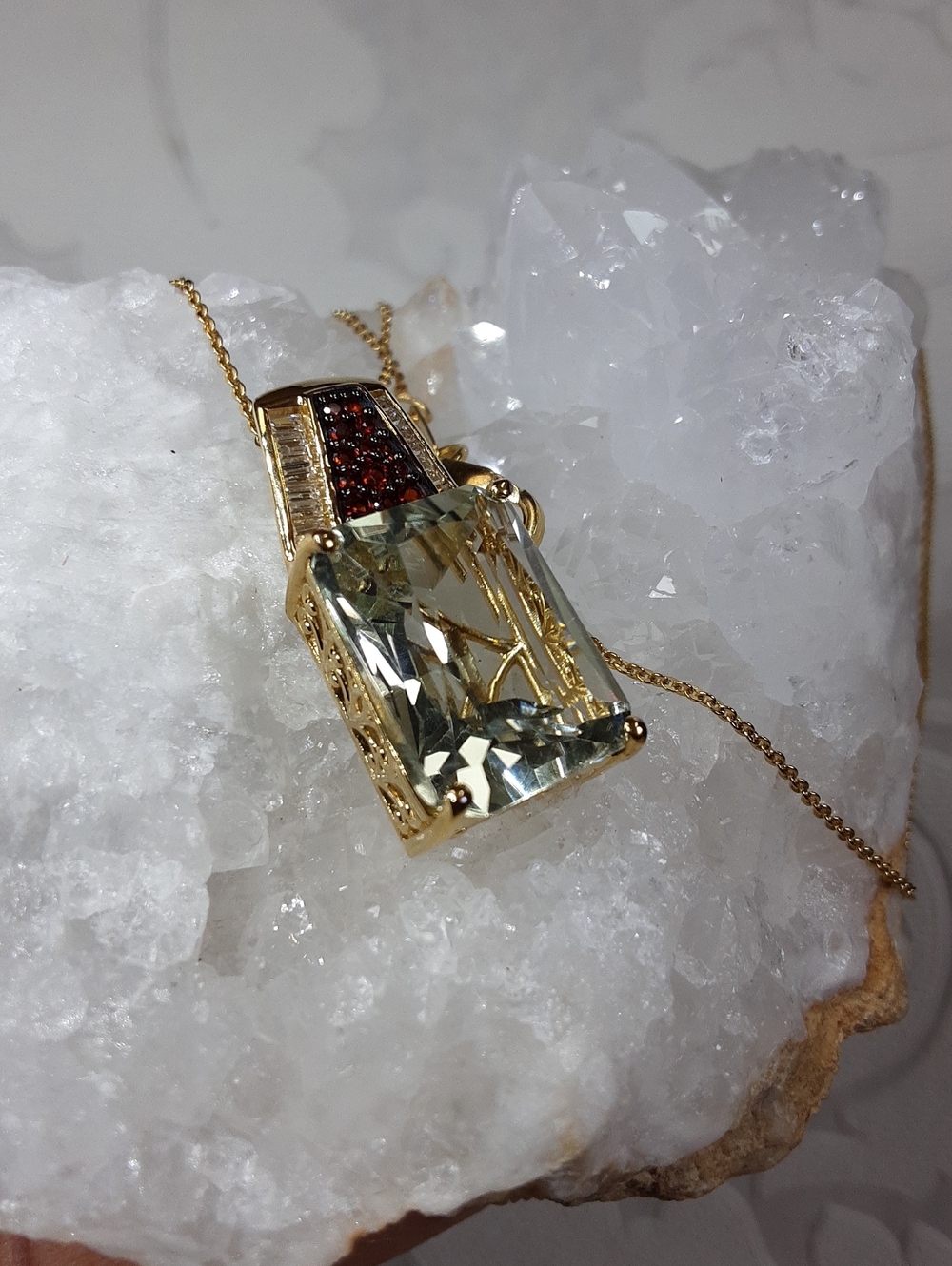 925 multi gemstone pendant with chain.